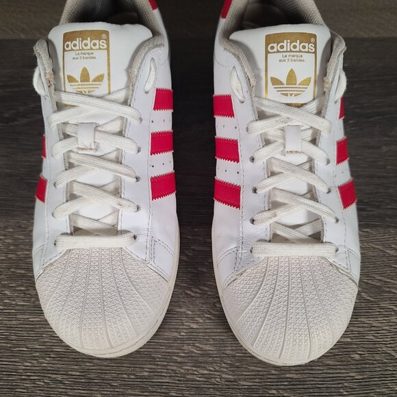 Adidas Superstar Men's Size 8.5 Shoes White Red Sneakers Shoes B27139 - Picture 4 of 12